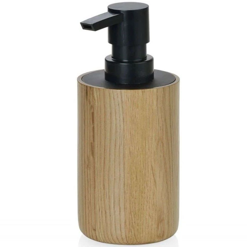 Δοχείο Κρεμοσάπουνου Modern AH-BA67104 Φ7x11cm Oak-Black Andrea House Ατσάλι,Ξύλο