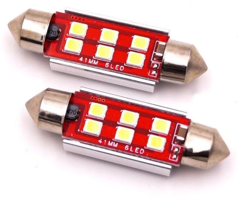 LED Σωληνωτός Αυτοκινήτου 41mm CAN BUS με 6 philips smd 6000Κ Σετ 2τμχ
