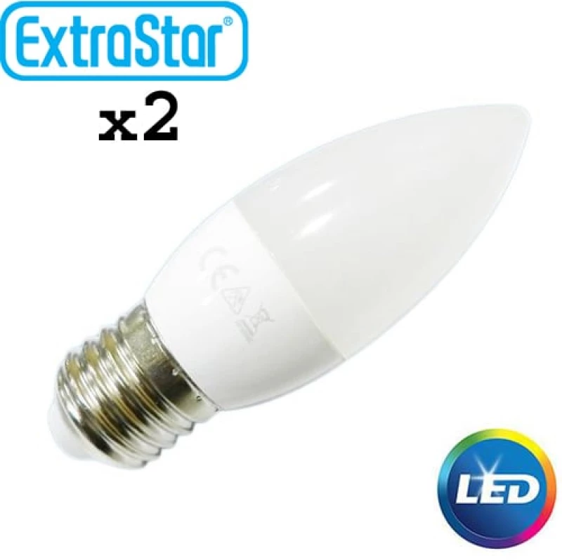 Λαμπτήρας LED ExtraStar 6W E27 με Ψυχρό Φως Σετ 2 Τεμαχίων
