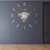 Ρολόι Τοίχου Αυτοκόλλητο 3D DIY 60-120cm ZH173710 Γκρι