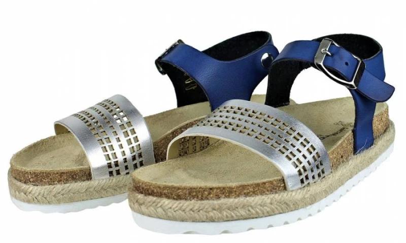 YOSHINO SANDALS 1571-C15  SILVER/BLUE