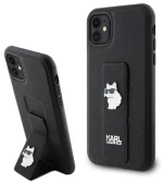 Karl Lagerfeld Gripstand Saffiano Choupette Pins - iPhone 11 Case (black)