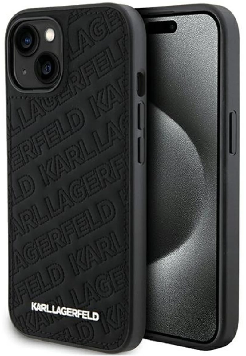 Karl Lagerfeld Quilted K Pattern - iPhone 15 Plus Case (Black)