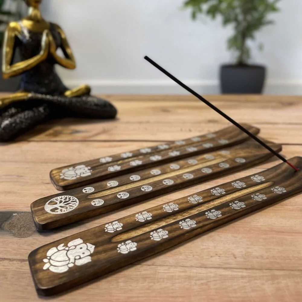 Ξύλινη Βάση καύσης για Αρωματικά Στικ Elephants Incense Holder 26cm