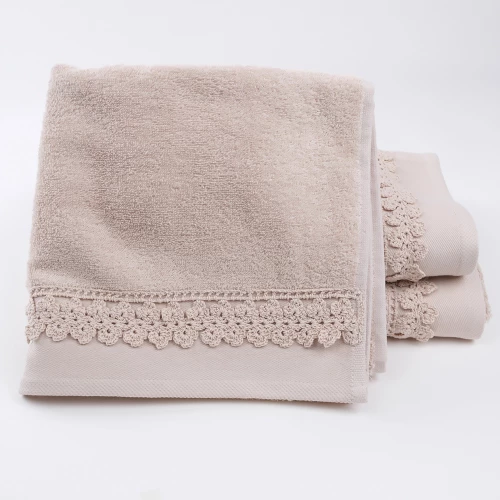 Πετσέτες σετ 3 τεμ beige Liolios Home 2379 SMALL FLOWER