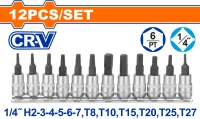 WADFOW Σετ καρυδάκια άλλεν+TORX 1/4" 12 τεμάχια (WST2414)