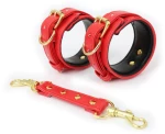 NAUGHTY TOYS sexy red with Gold snap-hook leather Ankle cuffs