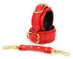 NAUGHTY TOYS sexy red with Gold snap-hook leather Ankle cuffs
