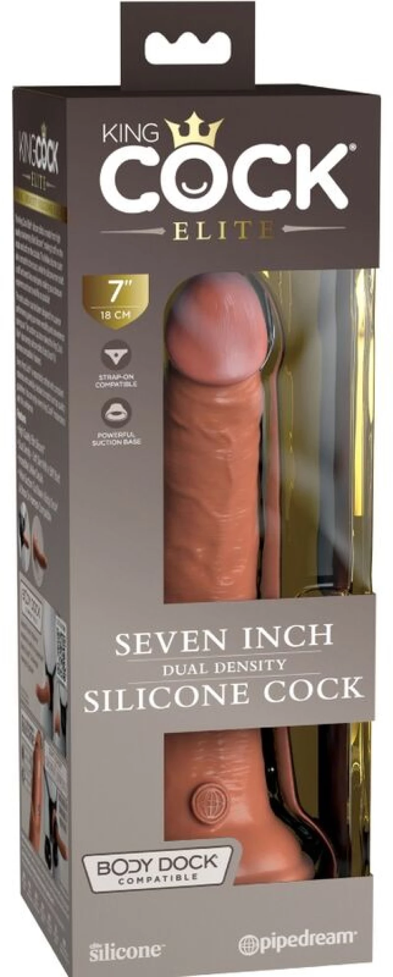 KING COCK ELITE - REALISTIC SILICONE DILDO 17.8 CM CARAMEL