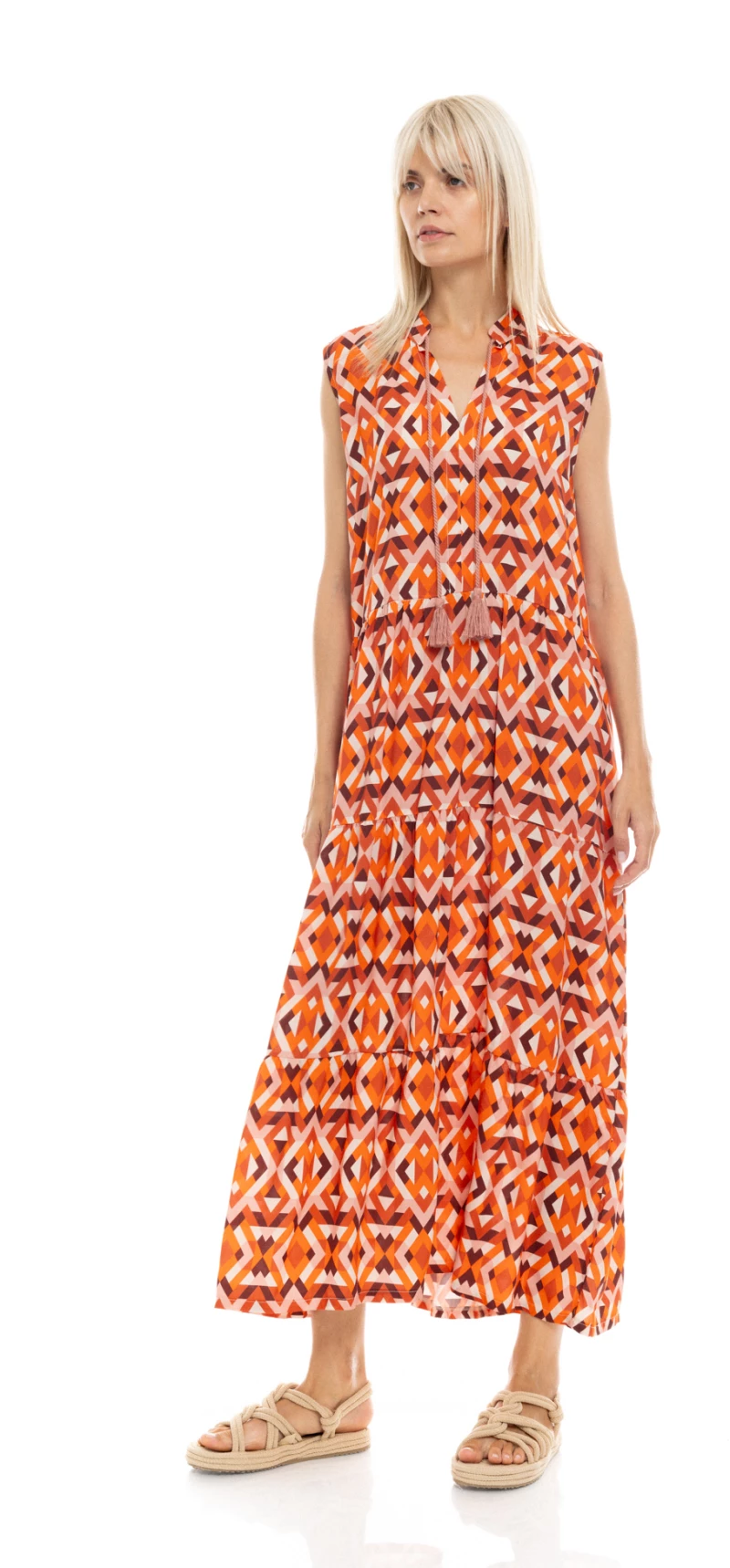 Γυναικείο Beachdress Pink Label -  Maxi Φόρεμα - Aztec print - Regular Fit - Viscose
