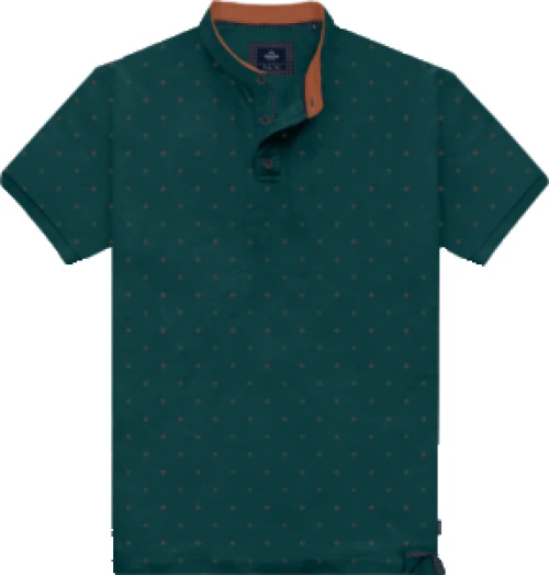 PS-314S Polo Pique Mao Collar All-Over Print Πράσινο