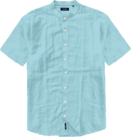 GS-593S Shirts Linen Mao Collar Short Sleeve σιέλ