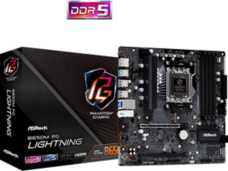 ASROCK MB B650M PG LIGHTNING, SOCKET AMD AM5, CS AMD B650, 4 DIMM SOCKETS DDR5, HDMI/DP, 2.5 GIGABIT LAN, MICRO-ATX, 3YW.