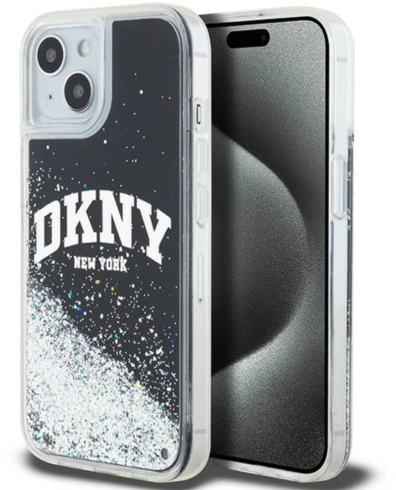 DKNY case for iPhone 15 Plus 6,7" DKHCP15MLBNAEK black HC liquid glitters w arch logo 3666339270766