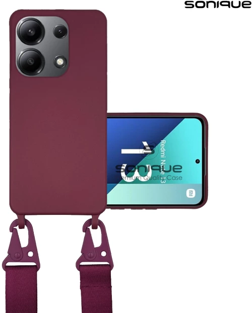 Θήκη Σιλικόνης με Strap CarryHang Sonique Xiaomi Redmi Note 13 4G Μπορντώ 5201101989453