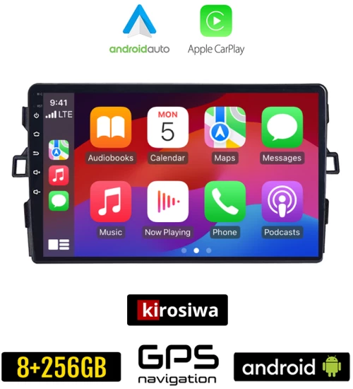 KIROSIWA TOYOTA AURIS (2007-2012) Android οθόνη αυτοκίνητου 8GB + 256GB με GPS WI-FI (ηχοσύστημα αφής 9" ιντσών Android Auto Apple Carplay Youtube Playstore MP3 USB Radio Bluetooth Mirrorlink εργοστασιακή, AUX, 4x60W)