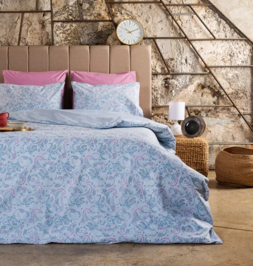 Σεντόνια Σετ "Luna" Lily Blue - Μονά (2x 170×265 + 1 μαξ. 50×70)