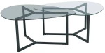 LIBERTA ROCKS COFFEE TABLE SET 2ΤΕΜ ΔΙΑΦΑΝΟ FUME ΜΑΥΡΟ 82x59xH40cm