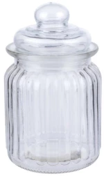 Βάζο γυάλινο  με καπάκι Φ8 Η13cm 0,3lt