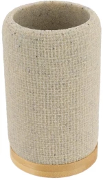 Ποτήρι polyresin εκρού με bamboo