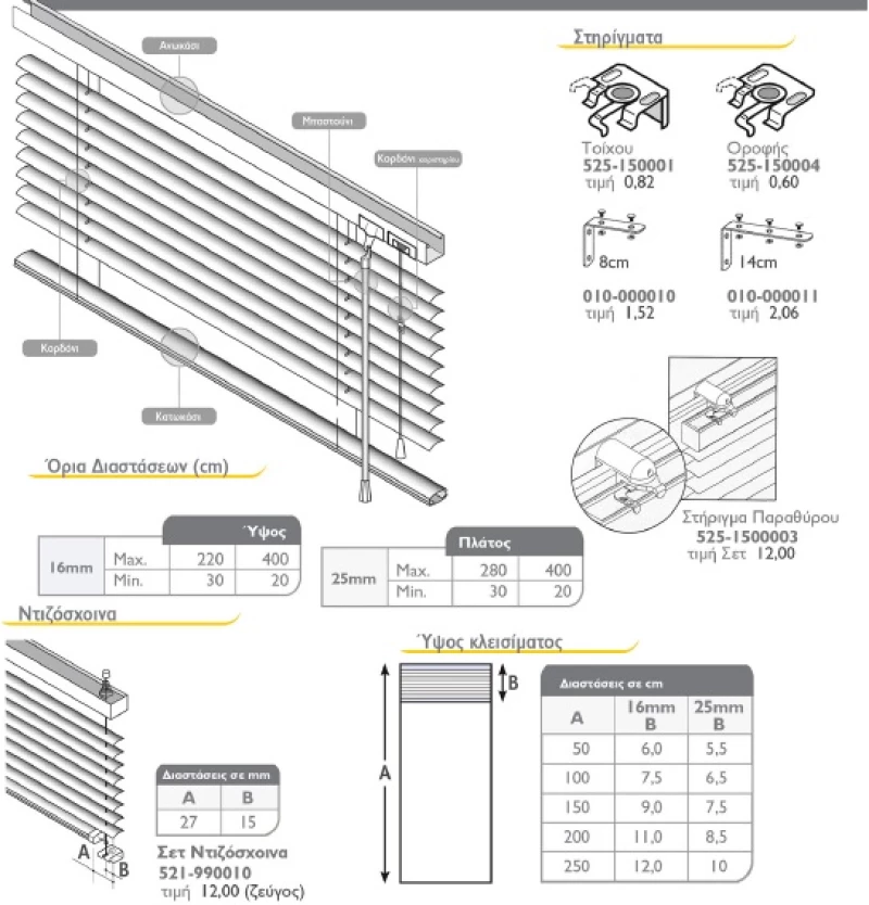 Στορια Venetian Blinds 16 & 25mm Χρώμα 25-117