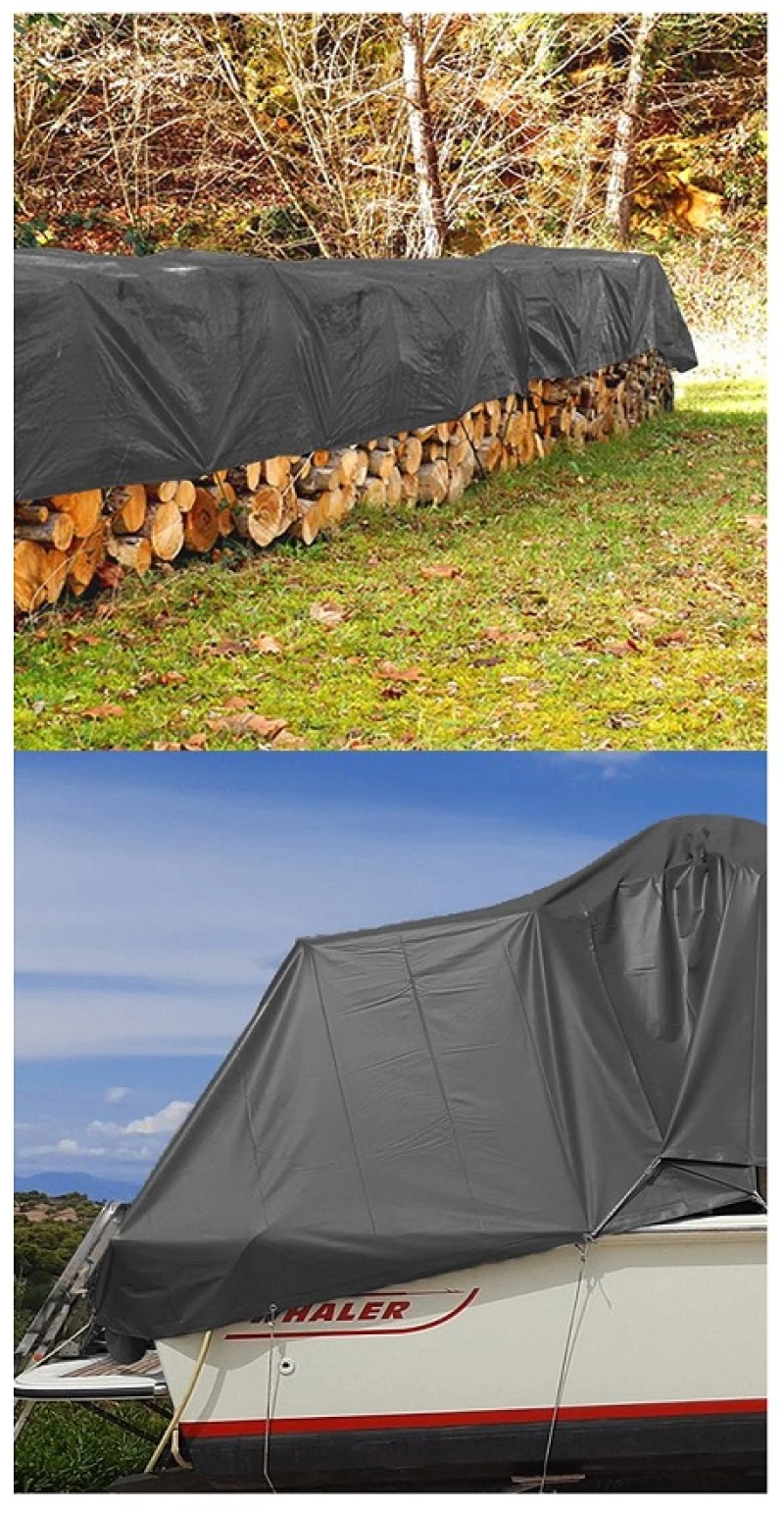 GRASHER Αδιάβροχος Μουσαμάς - Τέντα 4x5m 120gr/m²  Με Κρίκους Γκρί