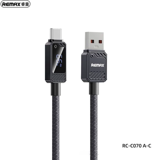 REMAX RC-C070_A-C USB-A to Type-C 66W Fast Charging Cable with Display
