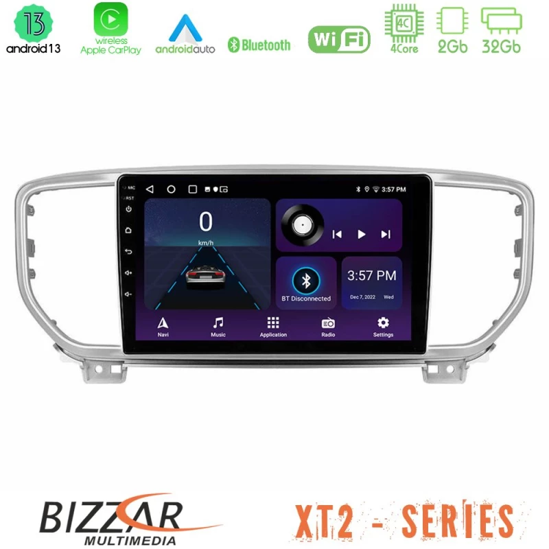 Bizzar XT2 Series 4Core Android13 2+32GB Kia Sportage 2018-2021 Navigation Multimedia Tablet 9"