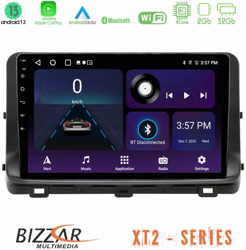 Bizzar XT2 Series 4Core Android13 2+32GB Kia Ceed 2018-2023 Navigation Multimedia Tablet 9"