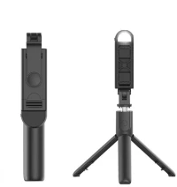 Techsuit - Selfie Stick (S05-S) - Compact Tripod Mount with Bluetooth Remote Control, LED Fill Light, Foldable, 105cm - Black