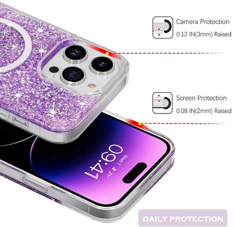 Techsuit - Sparkly Glitter MagSafe - iPhone 15 Pro - Pink