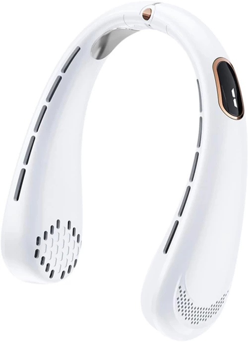 Techsuit - Neck Fan (H6) - Portable, USB, Rechargeable, Adjustable, Digital Display - White