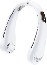 Techsuit - Neck Fan (H6) - Portable, USB, Rechargeable, Adjustable, Digital Display - White