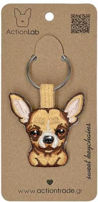 Action Lab Κεντητό Μπρελόκ Σκύλου Chihuahua Moca 5x5cm