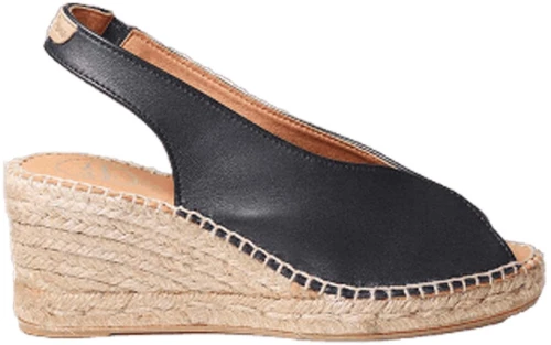 Toni Pons Laila-01 Δερμάτινη Εσπαντρίγια Μαύρη 7cm