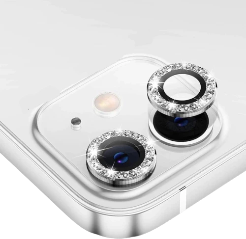 Glitter Crystal Ring Style Camera Lens Protector iPhone 13 Pro/13 Pro Max Ασημί