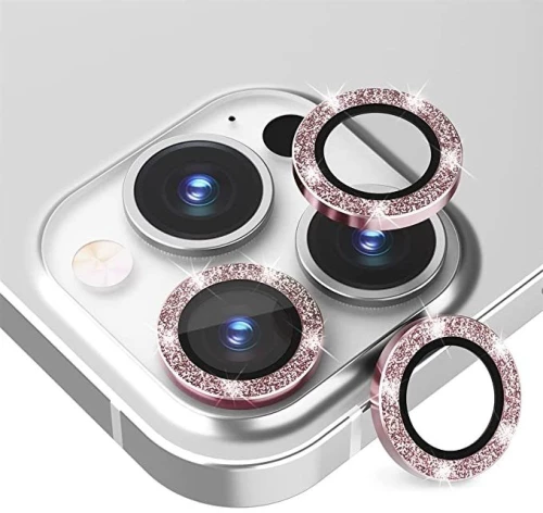 Glitter Crystal Ring Style Camera Lens Protector iPhone 14/14 Plus Ροζ