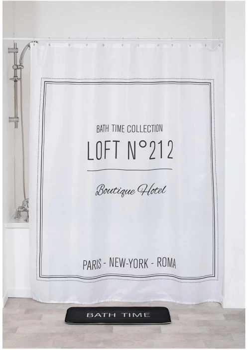 Κουρτίνα μπάνιου Polyester 180Χ200 retro λευκή