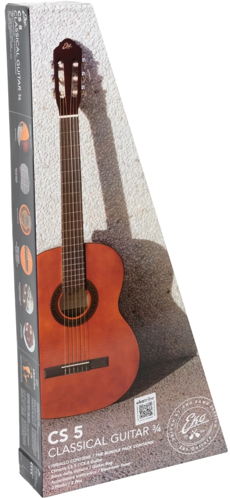CS5 PACK EKO GUITARS Set Κλασσική Κιθάρα 3/4 Natural, με Προστατευτική Θήκη, Πένες & Κουρδιστήρι