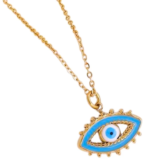 Ατσάλινο κολιέ ματάκι 18k (N1707)