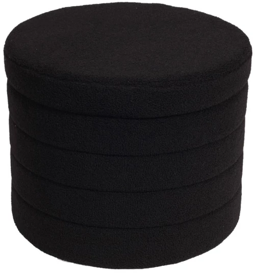 WOODWELL GROOVY Σκαμπό Αποθηκευτικό, Teddy Ύφασμα Μαύρο Φ56cm H.45cm Ε7040,2