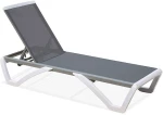 WOODWELL SUMMER Ξαπλώστρα KD, PP Άσπρο, Textilene Γκρι 69/58x196x31cm Ε3381