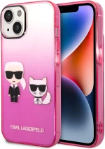 Karl Lagerfeld Gradient Transparent Case Karl and Choupette iPhone 14 Ροζ