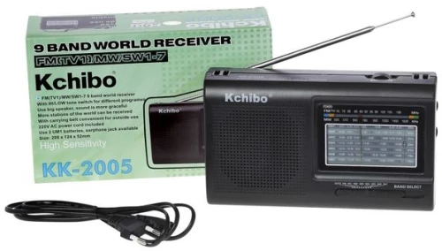 Kchibo Ραδιόφωνο Αναλογικό KK-2005 Φορητό Μπαταρίας-Ρεύματος Μαύρο PAΔIOKK2005