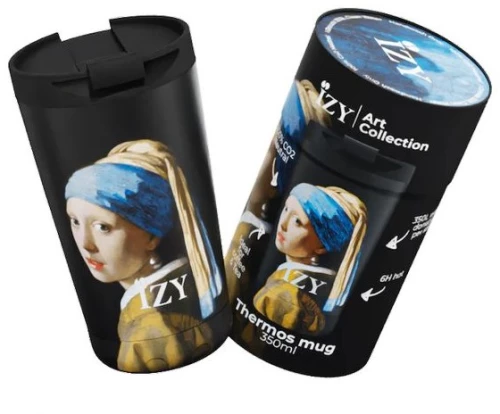 Izy Bottles Θερμός – Ποτήρι Για Καφέ Vermeer 350ml Girl With The Pearl Earring Μαύρο ZY5565