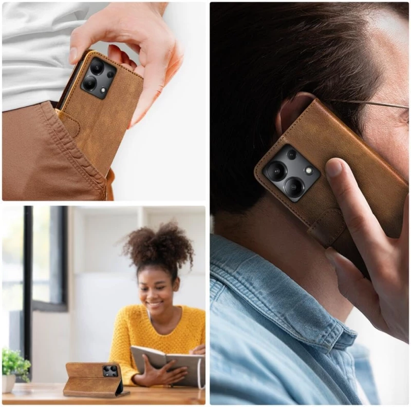 PU Θήκη Πορτοφόλι - Xiaomi Redmi Note 13 5G - Rosso Element - Brown (8719246433849)