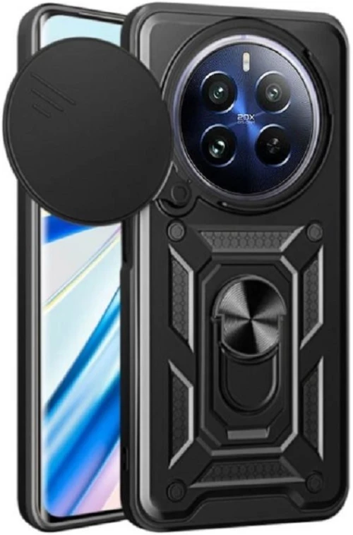 Ανθεκτική Θήκη με Κάλυμμα για την Κάμερα & Μεταλλικό Ring Holder - Realme 12 Pro / 12 Pro Plus - Bodycell Armor Slide - Black (5206015074646)