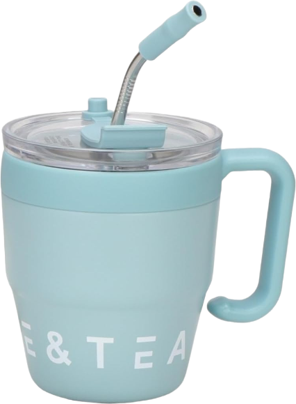 Φορητό παγούρι-θερμός κούπα με καλαμάκι - 450ml - 954293 - Blue