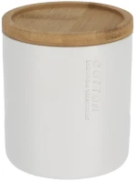 Δοχείο polyresin λευκό με καπάκι bamboo