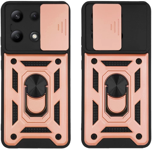 Θήκη Ring Armor CamPro Sonique για Xiaomi Redmi Note 13 Pro 4G / Poco M6 Pro 4G Ροζ Χρυσό